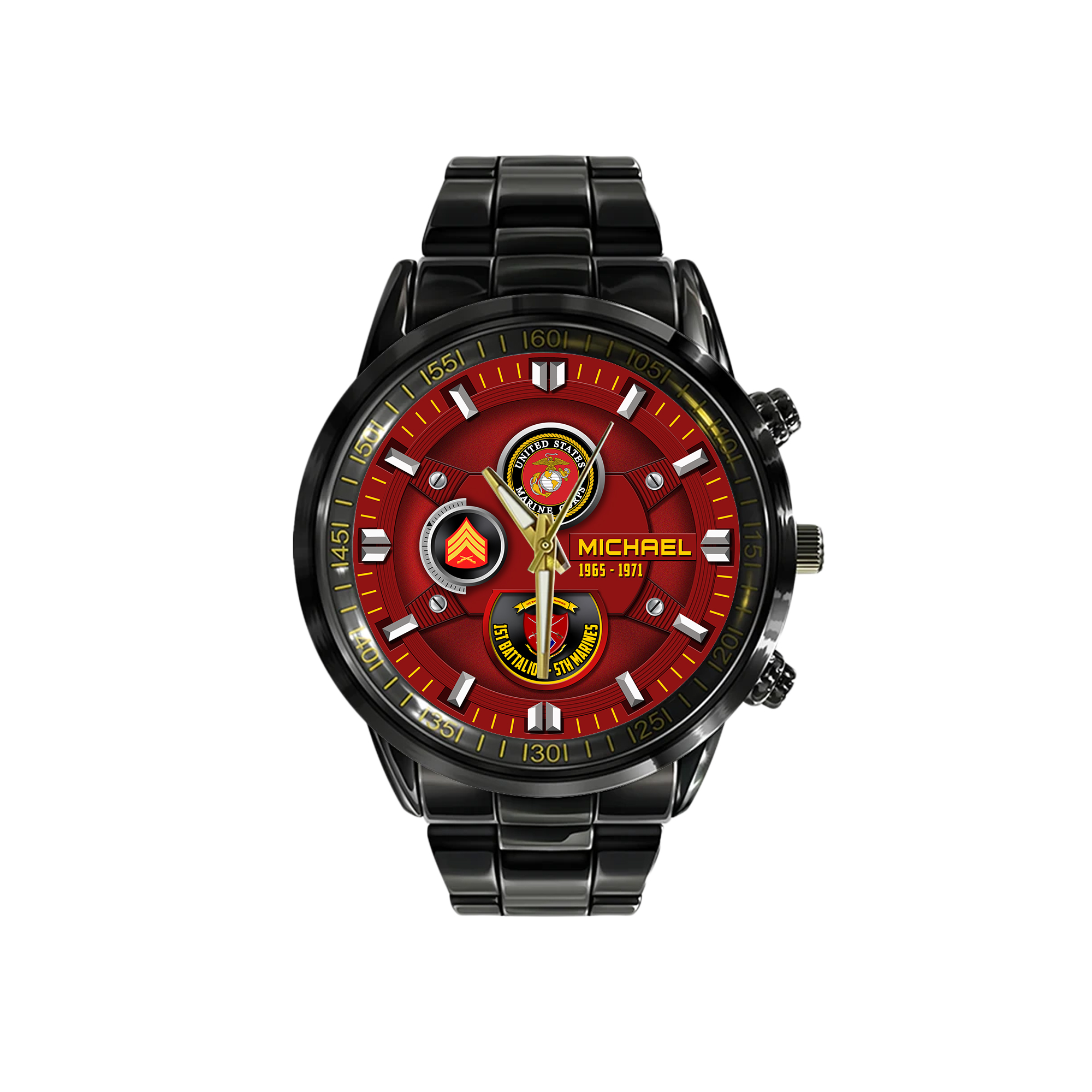 customized usmc battalions ss6 black stainless steel watch ezl2r