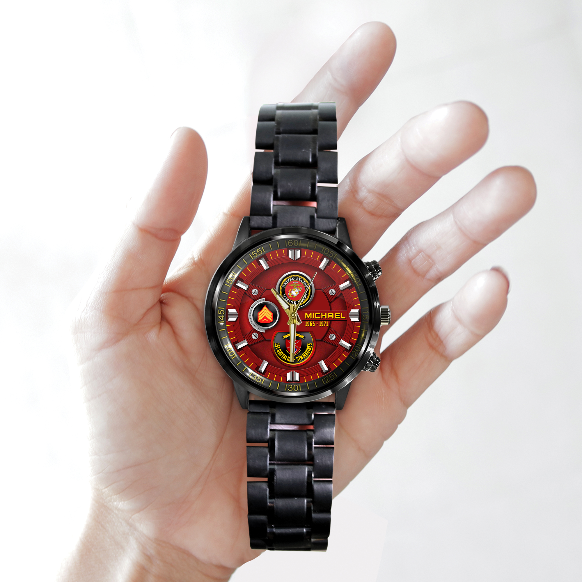 customized usmc battalions ss6 black stainless steel watch ouqgw