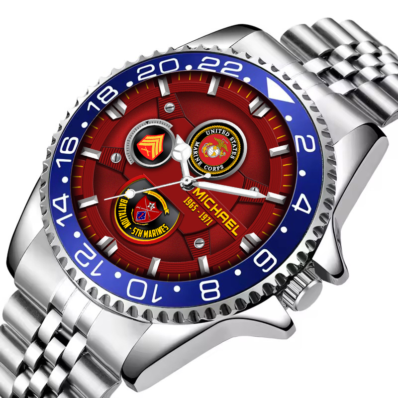 customized usmc battalions ss6 silver classic stainless steel watch c62jd (1)