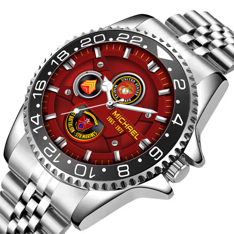 customized usmc battalions ss6 silver classic stainless steel watch jzjvz